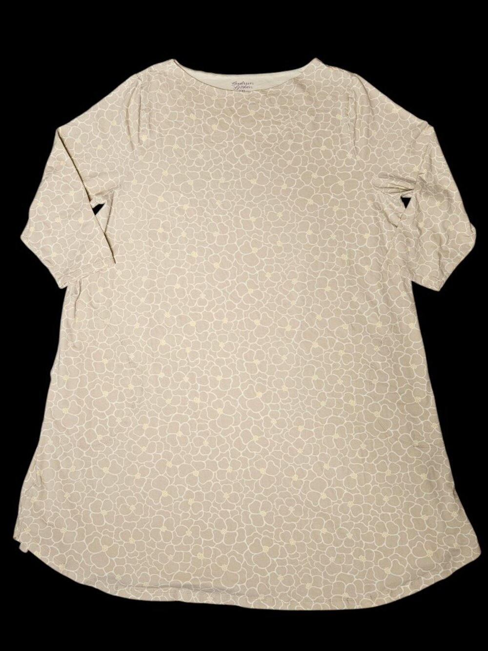 Gudrun Sjoden Theia Jersey Organic Cotton Dress Women's XXL Floral Tan Pullover